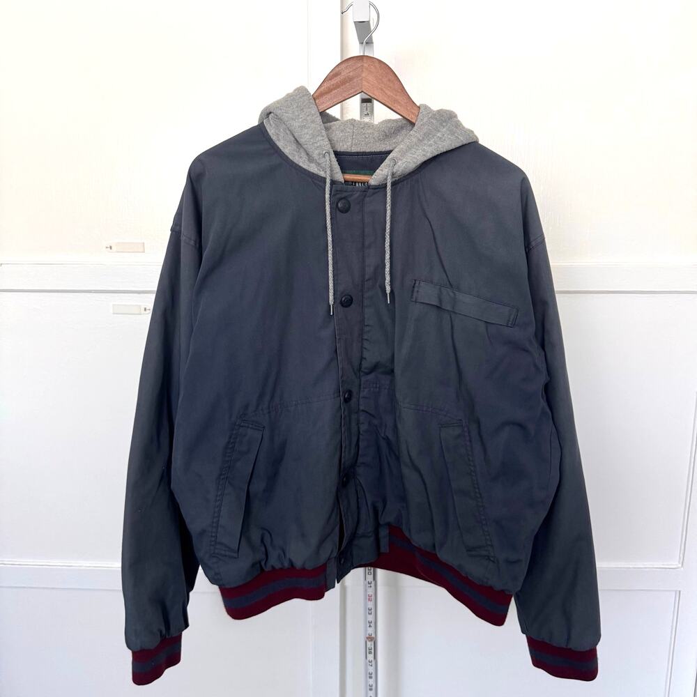 Vintage Faded Hooded Varsity Jacket Fits L 25.5x26.5